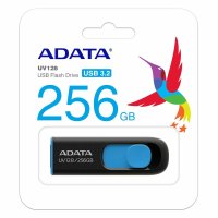 ADATA UV128, 256 GB, USB Typ-A, 3.2 Gen 1 (3.1 Gen 1), 100 MB/s, Ohne Deckel, Schwarz, Blau