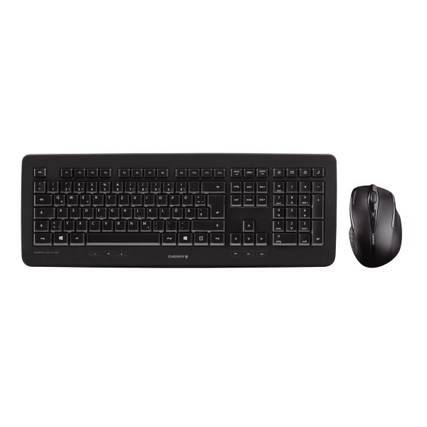 Cherry DW 5100, Volle Größe (100%), Kabellos, RF Wireless, QWERTY, Schwarz, Maus enthalten