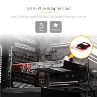 StarTech.com U.3 PCIe Adapter Karte, PCIe 4.0 x4 Adapter für 2.5 Zoll U.3 NVMe SSDs, SFF-TA-1001 PCI Express Add-in Karte, U 3 NVMe SSD auf PCIe Adapterkarte, U.3 NVMe Adapterkarte, OS Unabhängig, PCIe, U.3, Rot, Aktivität, Leistung, 21693912 h, 0 - 60 °C