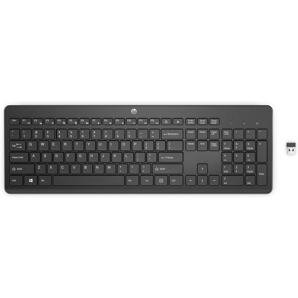 HP 230 Wireless-Tastatur, Volle Größe (100%), Kabellos, RF Wireless, Membran Key Switch, Schwarz