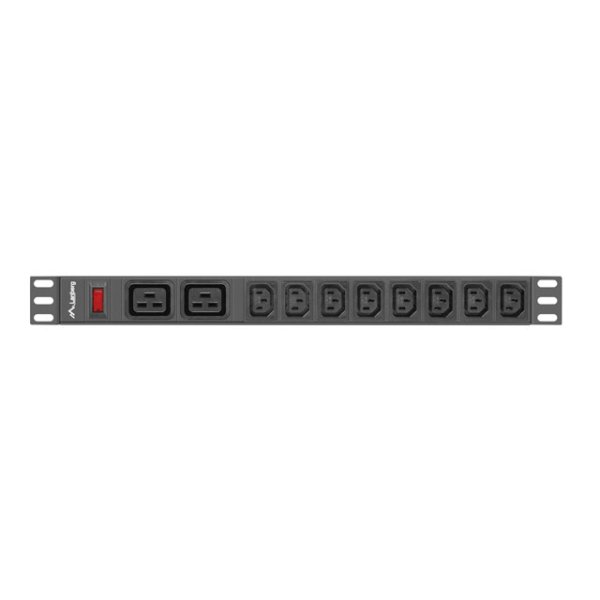 Lanberg PDU-02I1908I-0200-C20-BK, 1U, Einphasig, Aluminium, Schwarz, 10 AC-Ausgänge, C20-Koppler