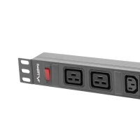 Lanberg PDU-02I1908I-0200-C20-BK, 1U, Einphasig, Aluminium, Schwarz, 10 AC-Ausgänge, C20-Koppler