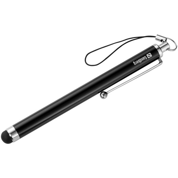 SANDBERG Touchscreen Stylus Pen Saver, Universal, Jede Marke, Schwarz, Silber, Metall, Gummi, 1 Stück(e), 100 mm