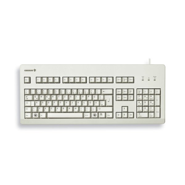 Cherry G80-3000 Schwarze SWITCH Kabelgebundene Tastatur, Hell Grau, USB/PS2 (QWERTZ - DE), Volle Größe (100%), Kabelgebunden, USB, QWERTZ, Grau