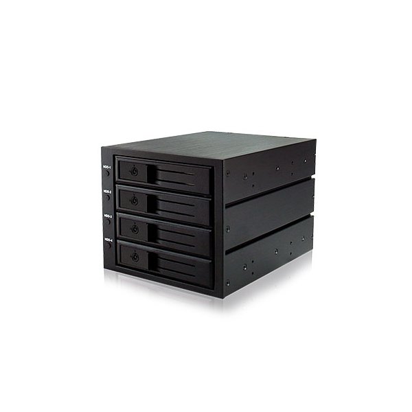 ICY BOX IB-564SSK, 3x 5,25", Speicherlaufwerkbehälter, 2.5", SATA, SATA II, SATA III, Serial Attached SCSI (SAS), Schwarz, Aluminium