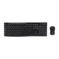 Logitech Wireless Combo MK270, Volle Größe (100%), Kabellos, RF Wireless, QWERTY, Schwarz, Silber, Maus enthalten