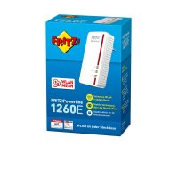 AVM FRITZ!Powerline 1260, 1200 Mbit/s, IEEE 802.11a, IEEE 802.11b, IEEE 802.11g, IEEE 802.11h, IEEE 802.11i, Typ F, Gigabit Ethernet, 10,100,1000 Mbit/s, 10BASE-T, 100BASE-T, 1000BASE-T