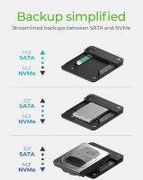 ICY BOX IB-2915MSCL-C31, HDD, SSD, SATA, Serial ATA II, Serial ATA III, 2.5,3.5,M.2, USB 3.2 Gen 2 (3.1 Gen 2) Type-C, 10 Gbit/s, Schwarz