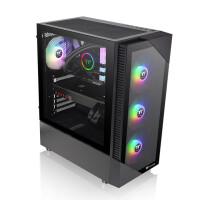 Thermaltake View 200 TG ARGB, Midi Tower, PC, Schwarz, ATX, micro ATX, Mini-ITX, SPCC, Gehärtetes Glas, Multi