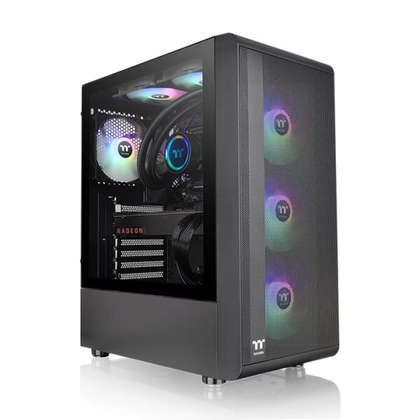 Thermaltake S200 TG ARGB, Midi Tower, PC, Schwarz, ATX, micro ATX, Mini-ITX, SPCC, Gehärtetes Glas, 16,6 cm