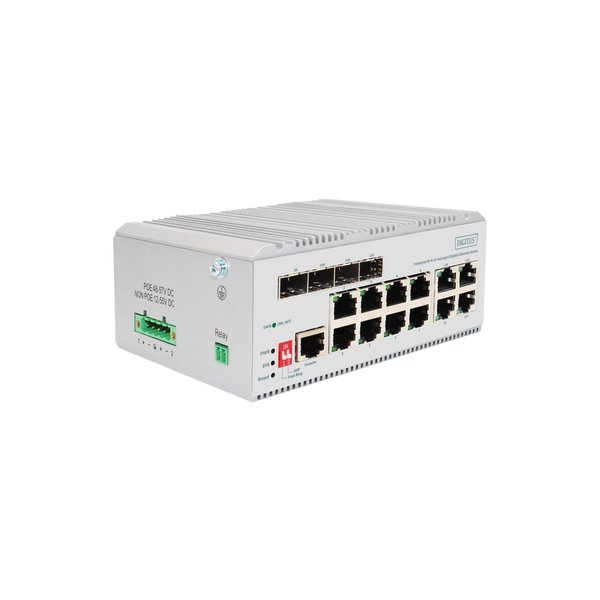 DIGITUS 8 Port Gigabit Ethernet Netzwerk Switch, Industrial, L2 managed, 4 SFP Uplink