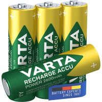 Varta 05716, Wiederaufladbarer Akku, AA, Nickel-Metallhydrid (NiMH), 1,2 V, 4 Stück(e), 2600 mAh