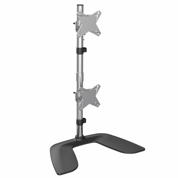 StarTech.com Monitorhalterung für zwei vertikal gestapelte Monitore - Ergonomischer Monitorarm für zwei VESA Monitore - bis zu 27"(je 8kg) Monitore - Freistehend, Höhenverstellbar - Silber, Freistehend, 16 kg, 33 cm (13"), 68,6 cm (27"), 100 x 100 mm, Sch