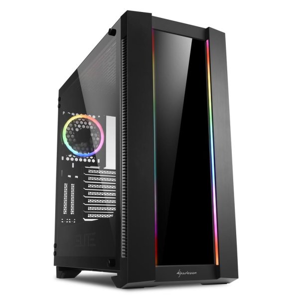 Sharkoon ELITE SHARK CA200G, Midi Tower, PC, Schwarz, ATX, EATX, micro ATX, Mini-ITX, SSI CEB, SSI EEB, Blau, Grün, Rot, 16,5 cm