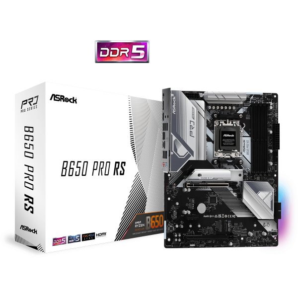 ASRock B650 Pro RS, AMD, Buchse AM5, AMD Ryzen™ 7, AMD Ryzen 9 7th Gen, AMD Ryzen™ 5, DDR5-SDRAM, 128 GB, DIMM