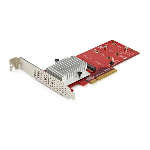 StarTech.com Dual M.2 PCIe SSD Adapter Karte - x8 / x16 Dual NVMe oder AHCI M.2 SSD zu PCI Express 3.0 - M.2 NGFF PCIe (M-Key) kompatibel - Unterstützt 2242, 2260, 2280 - JBOD - Mac & PC, PCIe, M.2, PCI 3.0, Rot, 3336103 h, CE, FCC, TAA, REACH