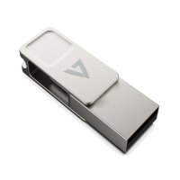 V7 VF3128GTC, 128 GB, USB Type-A / USB Type-C, 3.2 Gen 1 (3.1 Gen 1), 150 MB/s, Drehring, Silber