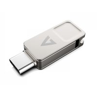 V7 VF3128GTC, 128 GB, USB Type-A / USB Type-C, 3.2 Gen 1 (3.1 Gen 1), 150 MB/s, Drehring, Silber