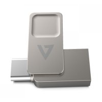 V7 VF3128GTC, 128 GB, USB Type-A / USB Type-C, 3.2 Gen 1 (3.1 Gen 1), 150 MB/s, Drehring, Silber