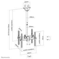 Neomounts Monitor-Deckenhalterung, 45 kg, 81,3 cm (32"), 152,4 cm (60"), 200 x 200 mm, 400 x 400 mm, 560 - 940 mm