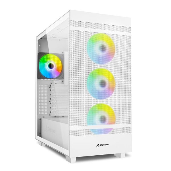 Sharkoon REBEL C50 RGB ATX, Full Tower, PC, Weiß, ATX, micro ATX, Mini-ITX, Metall, Gehärtetes Glas, Multi