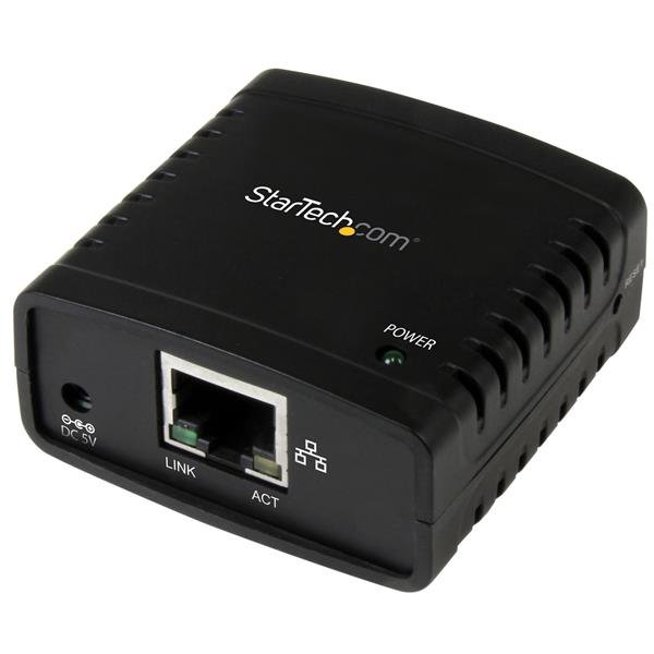 StarTech.com 10/100 Mbit/s Ethernet auf USB 2.0 Netzwerk LPR Printserver, Schwarz, Aktivität, Link, Leistung, Ethernet-LAN, IEEE 802.3, IEEE 802.3u, 10,100 Mbit/s, 10BASE-T, 100BASE-TX