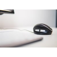 Bakker Oyster Mouse, Beidhändig, Vertikale Ausführung, Laser, RF Wireless, 1200 DPI, Schwarz, Silber