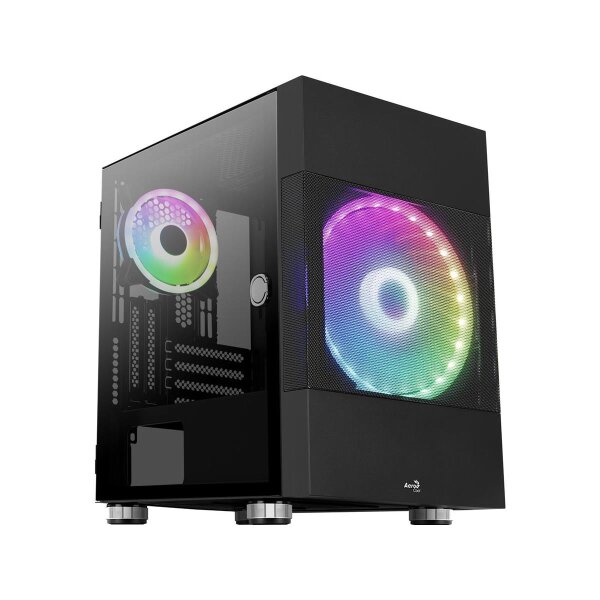 AEROCOOL ADVANCED TECHNOLOGIES Aerocool Atomic, Mini Tower, PC, Acrylnitril-Butadien-Styrol (ABS), SPCC, Schwarz, Micro ATX,Mini-ITX, Rot/Grün/Blau