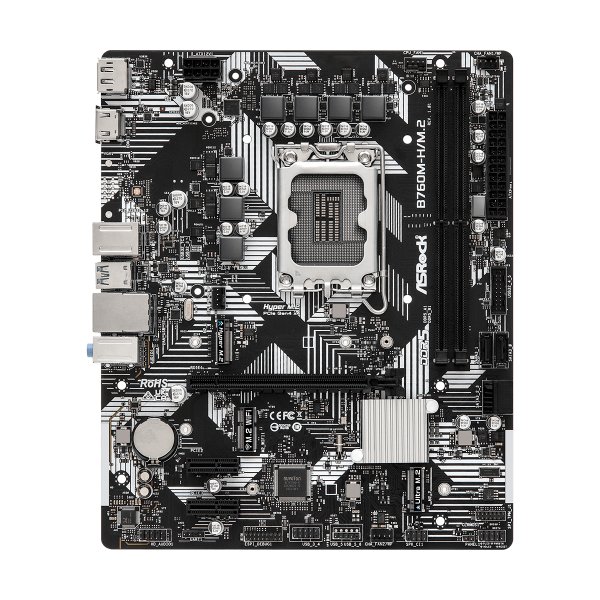 ASRock B760M-H/M.2, Intel, LGA 1700, Intel® Core™ i3, Intel® Core™ i5, Intel® Core™ i7, Intel® Core™ i9, DDR5-SDRAM, 96 GB, DIMM