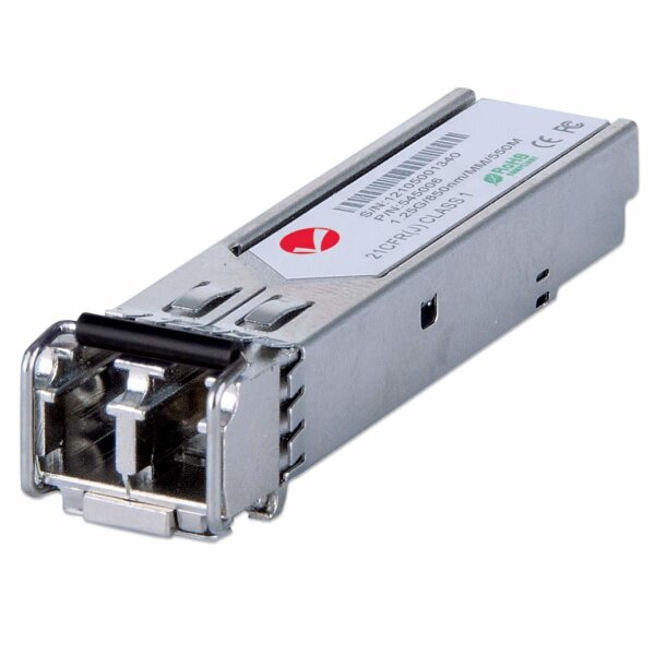 Intellinet Gigabit SFP Mini-GBIC Transceiver für LWL-Kabel, 1000Base-SX (LC) Multimode-Port, 550 m, Faseroptik, 1000 Mbit/s, SFP, LC, 50/125,62.5/125 µm, 550 m