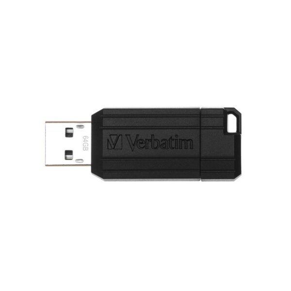 Verbatim PinStripe - USB-Stick 64 GB - Schwarz, 64 GB, USB Typ-A, 2.0, 10 MB/s, Dia, Schwarz