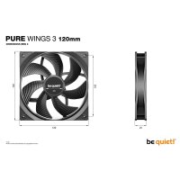 Be Quiet! Pure Wings 3 120mm, Ventilator, 12 cm, 1600...