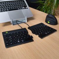 R-Go Tools Ergonomische Tastatur R-Go Split Break mit Pausensoftware, geteilte Tastatur, QWERTY (US), kabellos, schwarz, Kabellos, Bluetooth, QWERTY, Schwarz