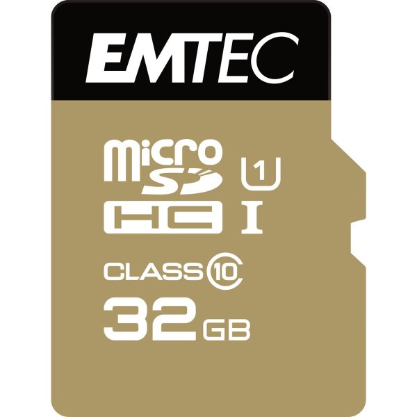 EMTEC microSD Class10 Gold+ 32GB, 32 GB, MicroSDHC, Klasse 10, 85 MB/s, 21 MB/s, Schwarz, Gold