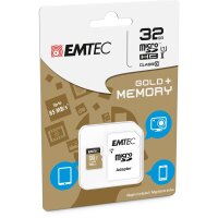 EMTEC microSD Class10 Gold+ 32GB, 32 GB, MicroSDHC,...