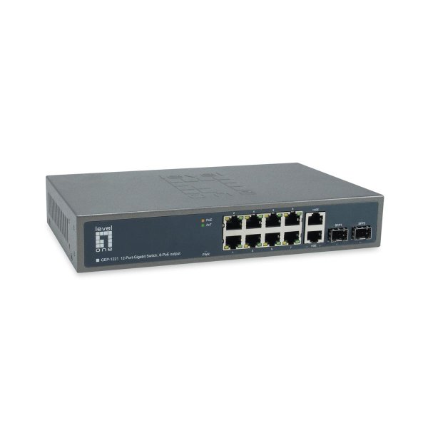 LevelOne GEP-1221, Unmanaged, Gigabit Ethernet (10/100/1000), Power over Ethernet (PoE), Rack-Einbau