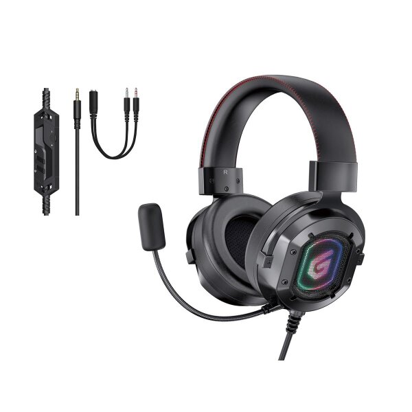 Conceptronic ATHAN Stereo Gaming-Headset, Kabelgebunden, 20 - 20000 Hz, Gaming, 477 g, Kopfhörer, Schwarz