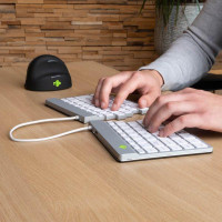 R-Go Tools Ergonomische Tastatur R-Go Split Break mit Pausensoftware, ergonomische geteilte Tastatur, QWERTY (US), kabellos, weiß, Kabellos, Bluetooth, QWERTY, Weiß