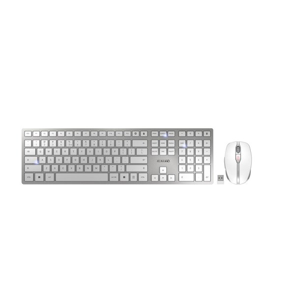 Cherry DW 9100 SLIM, Kabellos, RF Wireless + Bluetooth, QWERTY, Silber, Maus enthalten