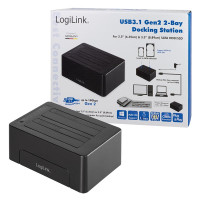 LogiLink QP0028, HDD, SSD, SATA, Serial ATA II, Serial ATA III, 2.5,3.5", USB 3.2 Gen 2 (3.1 Gen 2) Type-C, 10 Gbit/s, Schwarz