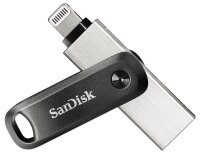 SanDisk iXpand, 64 GB, USB Type-A / Lightning, 3.2 Gen 2 (3.1 Gen 2), Drehring, Schwarz, Silber