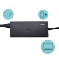 i-tec Universal Charger USB-C PD 3.0 + 1x USB-A, 77 W, Indoor, AC, 20 V, 3,25 A, 1,5 m, Schwarz