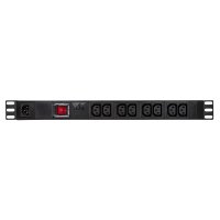 LogiLink PDU8A02, Standard, 1U, Aluminium, Schwarz, 8...