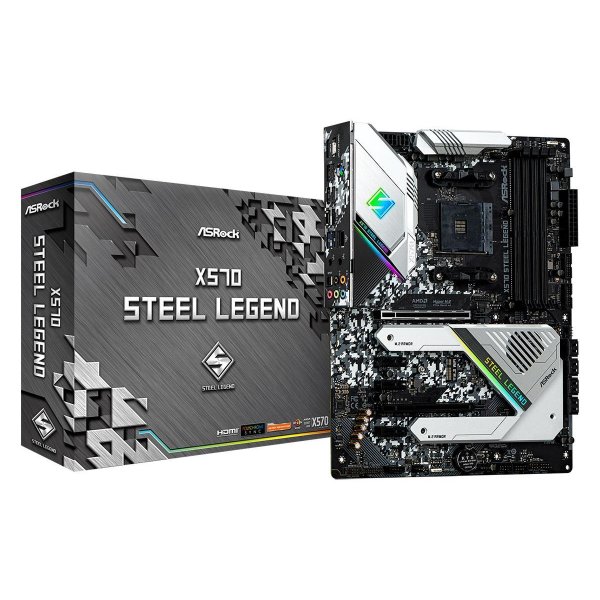 ASRock X570 Steel Legend, AMD, Socket AM4, 2nd Generation AMD Ryzen™ 3, 3rd Generation AMD Ryzen™ 3, 2nd Generation AMD Ryzen™ 5, 3rd..., DDR4-SDRAM, 128 GB, DIMM