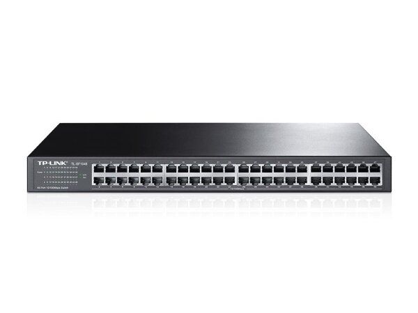 TP-LINK 48-Port-10/100Mbit/s-Rackmount-Switch, Unmanaged, Fast Ethernet (10/100), Rack-Einbau, 1U