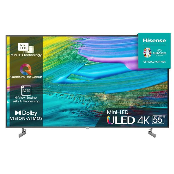 Hisense 55U6KQ, 139,7 cm (55"), 3840 x 2160 Pixel, QLED, Smart-TV, WLAN, Schwarz, Grau