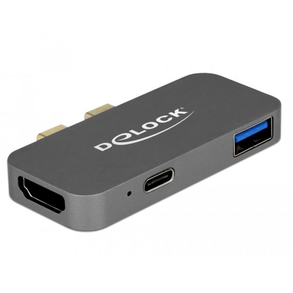 Delock mini Dockingstation für macbook mit 5K, Kabelgebunden, Thunderbolt 3, Grau, 5120 x 2880 Pixel, Metall, 65 mm