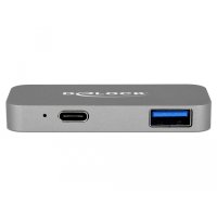 Delock mini Dockingstation für macbook mit 5K, Kabelgebunden, Thunderbolt 3, Grau, 5120 x 2880 Pixel, Metall, 65 mm