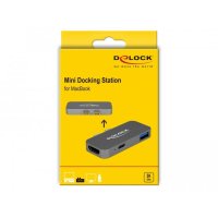 Delock mini Dockingstation für macbook mit 5K, Kabelgebunden, Thunderbolt 3, Grau, 5120 x 2880 Pixel, Metall, 65 mm