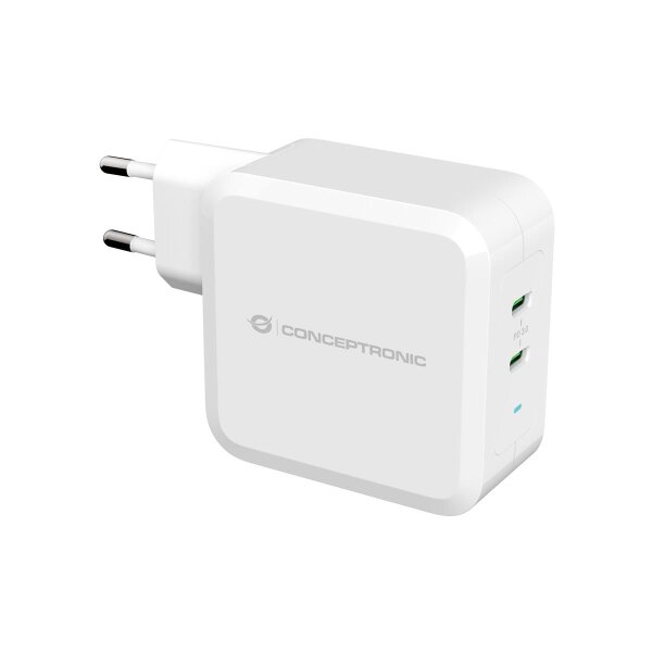 Conceptronic ALTHEA 2-Port 100W GaN USB-C PD-Ladegerät, Drinnen, AC, 5 V, 5 A, Weiß